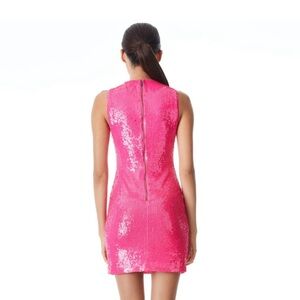 Alice + Olivia Vibrant Pink Backless Sequin Dress
